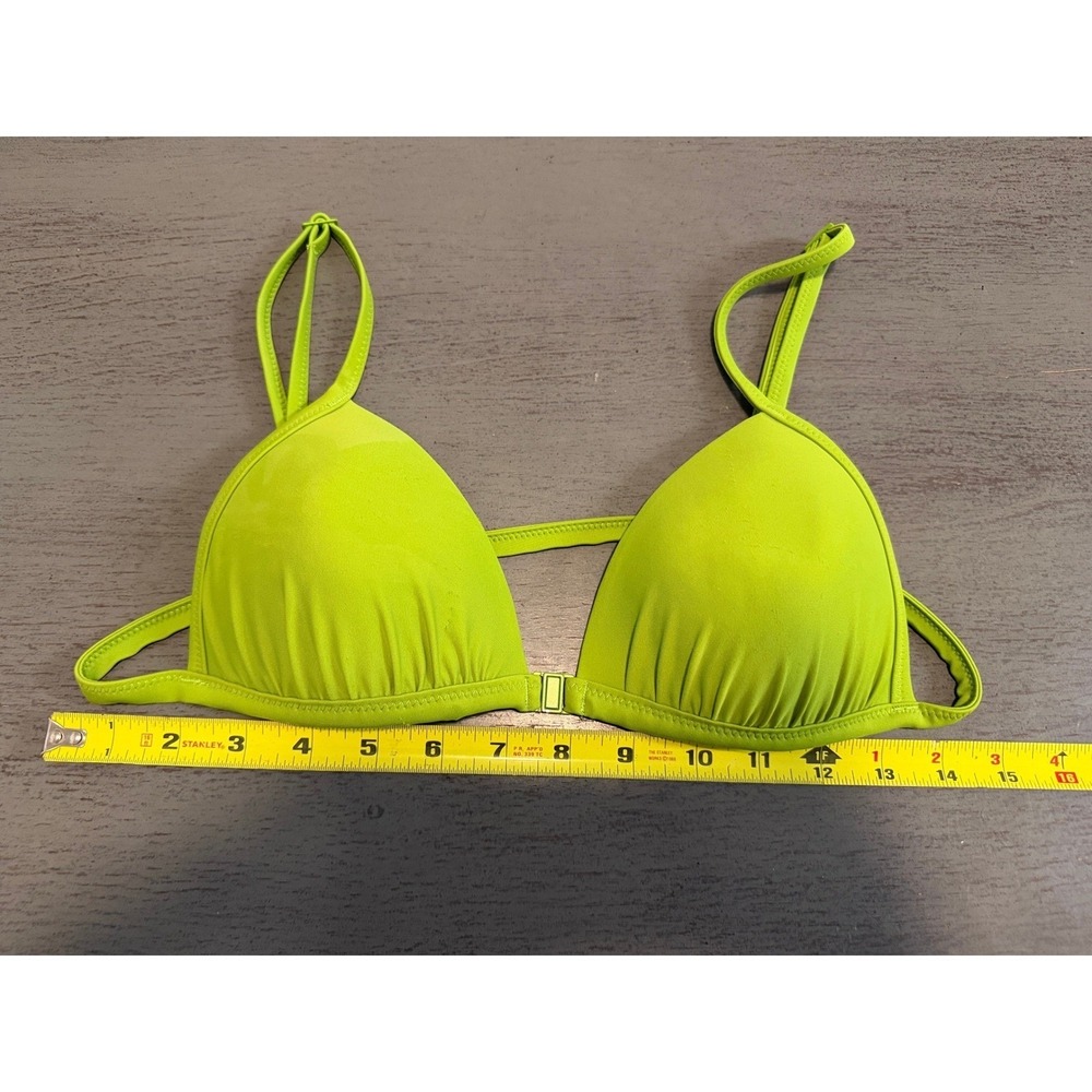 Aerie Lime Green Triangle Bikini Top Front Clasp Adjustable Straps Size Medium
